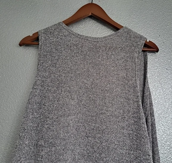 Marled Grey Knit Open Vest  Size M - Picture 10 of 11